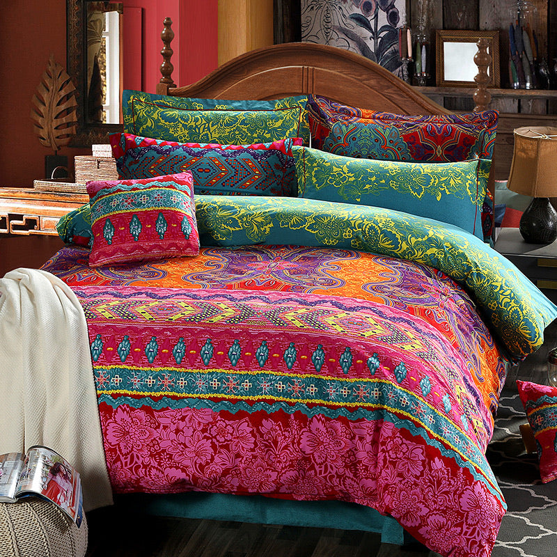 100% Cotton Thickened Brushed Bohemian Duvet Cover Set - 3 Pieces - Calm Cloud Bedding